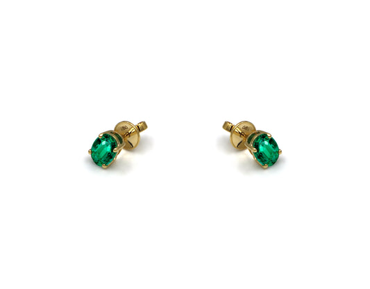 18K Gold Earring With Emerald Gemstone