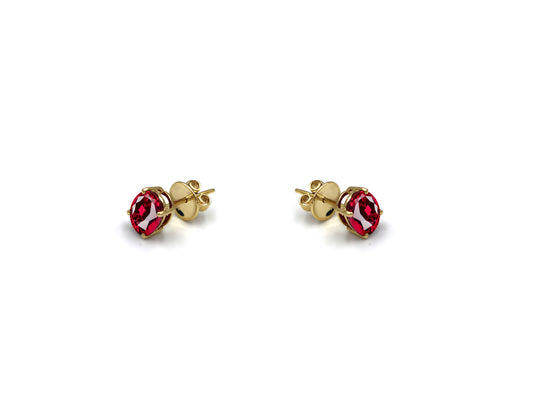 18K Gold Earring With Oval Ruby Gemstone