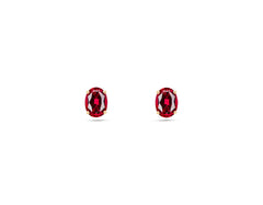 18K Gold Earring With Oval Ruby Gemstone