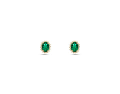 18K Gold Earring With Emerald Gemstone and Diamonds