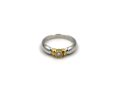 18K White gold and yellow gold mixed color Ring With Diamond HN04839