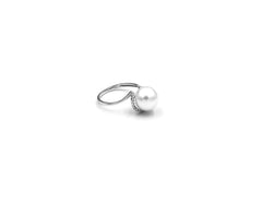 18K White Gold Ring With South Sea Pearl And Diamonds LMR06227