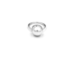 18K White Gold Ring With South Sea Pearl And Diamonds LMR06227