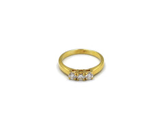 18K Gold Ring With Three Diamond in line LMR06956