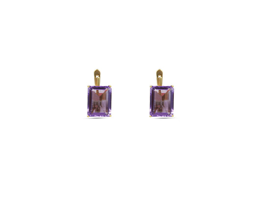 18K Gold Earring With Amethyst Gemstone LMR07012