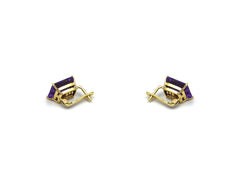 18K Gold Earring With Amethyst Gemstone LMR07012