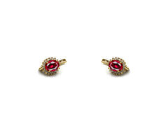 18K Gold Earring With Diamonds And Ruby Gemstone LMR07308