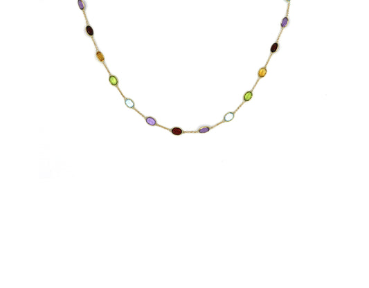 18K Gold Multicolor Gemstone Necklace  M24500