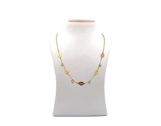 Gold Necklace with Lips Design