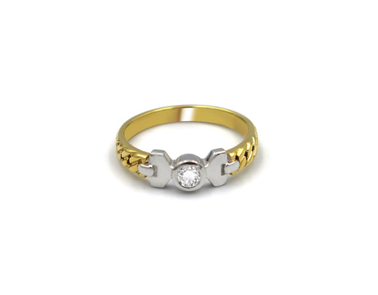 18K Gold mix Color Ring With Diamond BO06266