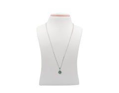 18K White Gold Necklace With Emerald Gemstone And Diamonds DK00235