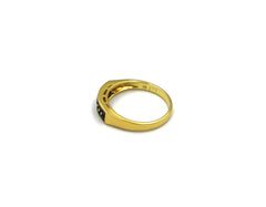 18K Gold Ring With Blue Sapphire Gemstones DK02772