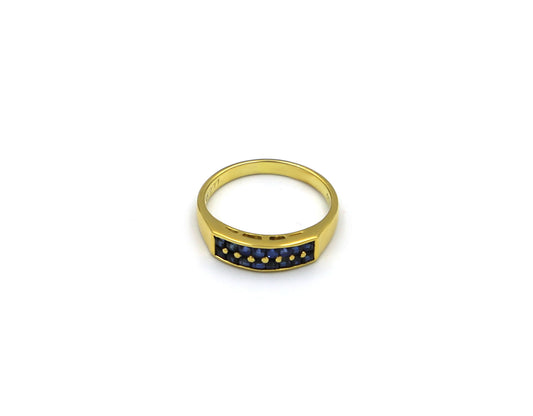 18K Gold Ring With Blue Sapphire Gemstones DK02772