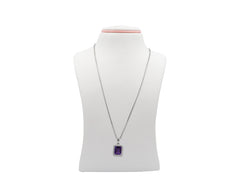 18K White Gold Necklace With Amethyst Gemstone And Diamonds DK122781