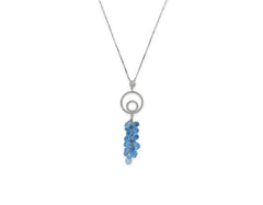 18K White Gold Necklace With Blue Topaz Gemstone And Diamonds DK61443