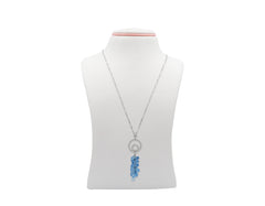 18K White Gold Necklace With Blue Topaz Gemstone And Diamonds DK61443