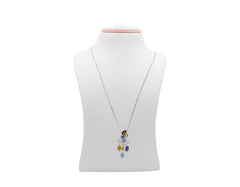 18K White Gold Necklace With Multicolor Gemstones And Diamonds  HN526164