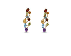 18K Gold Earring With Diamonds And multicolor Gemstones HN527071