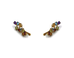 18K Gold Earring With Diamonds And multicolor Gemstones HN527071