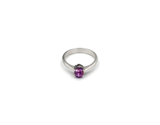 18K White Gold Ring With amethyst Oval Shape Gemstone LMR02736