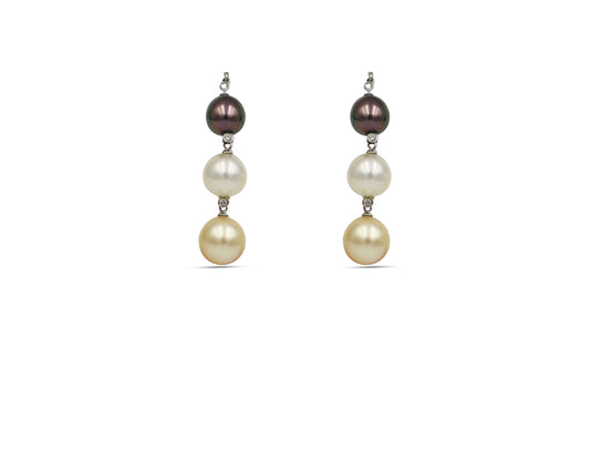 18K White Gold Earring With Tahiti pearls And Diamonds LMR05377