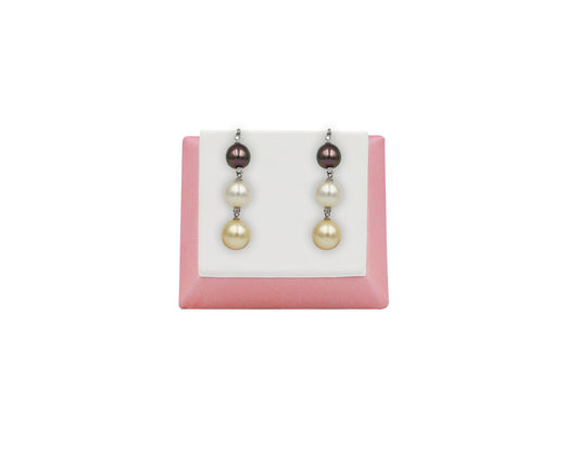 18K White Gold Earring With Tahiti pearls And Diamonds LMR05377