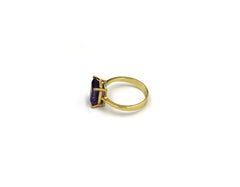 18K Gold Ring With Amethyst Gemstone in Emerald Shape LMR06065