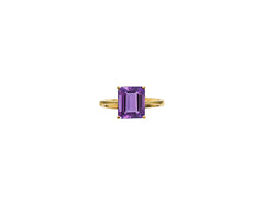 18K Gold Ring With Amethyst Gemstone in Emerald Shape LMR06065