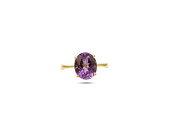 18K Gold Ring With Oval Amethyst Gemstone LMR06073