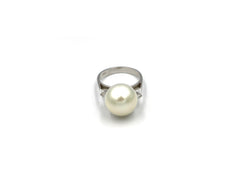 18K White Gold Ring With Diamonds and pearl LMR06842