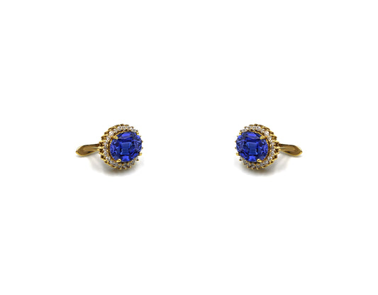 18K Gold Earring With Diamond And Blue Sapphire Gemstone LMR06987