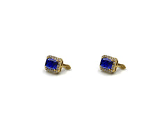 18K Gold Earring With Diamond And Blue sapphire Gemstone LMR06991