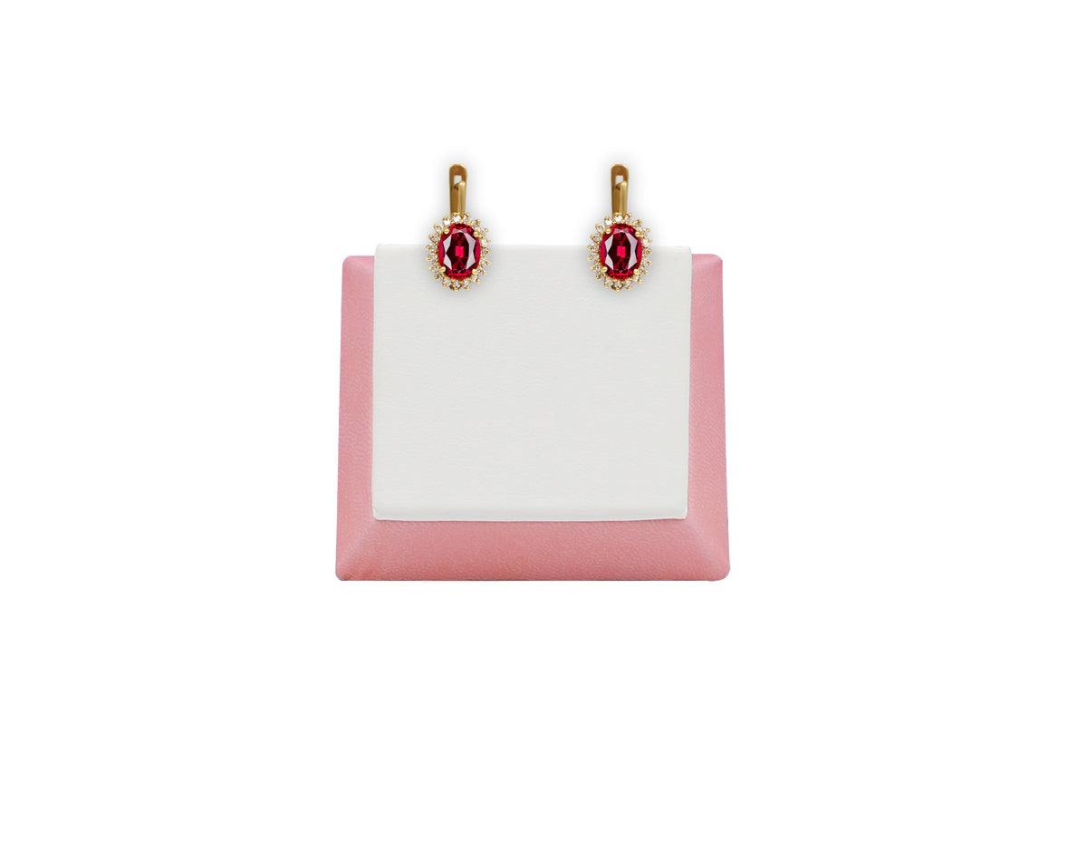 18K Gold Earring With Diamonds And Ruby Gemstone LMR07308