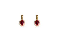 18K Gold Earring With Diamonds And Ruby Gemstone LMR07308