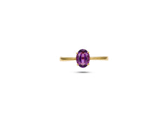 18K Gold Ring With Oval Shape Amethyst Gemstone LMR07416