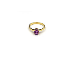 18K Gold Ring With Oval Shape Amethyst Gemstone LMR07416