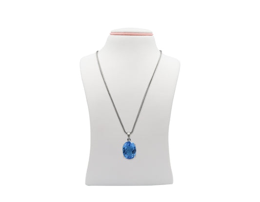 925 Silver Necklace With Blue Topaz Gemstone LMR07603