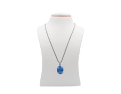 925 Silver Necklace With Blue Topaz Gemstone LMR07603