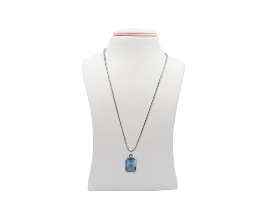 925 Silver Necklace With Blue Topaz Gemstone LMR07605