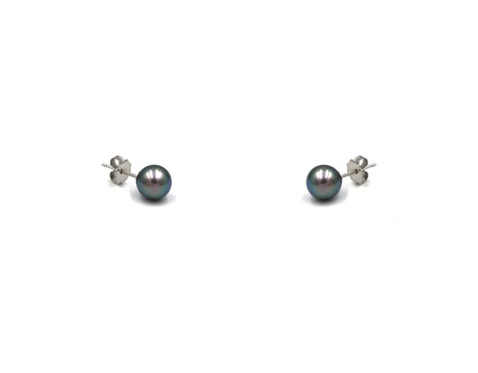 18K Gold Earring With Gray Fresh Water Pearl MAY02255