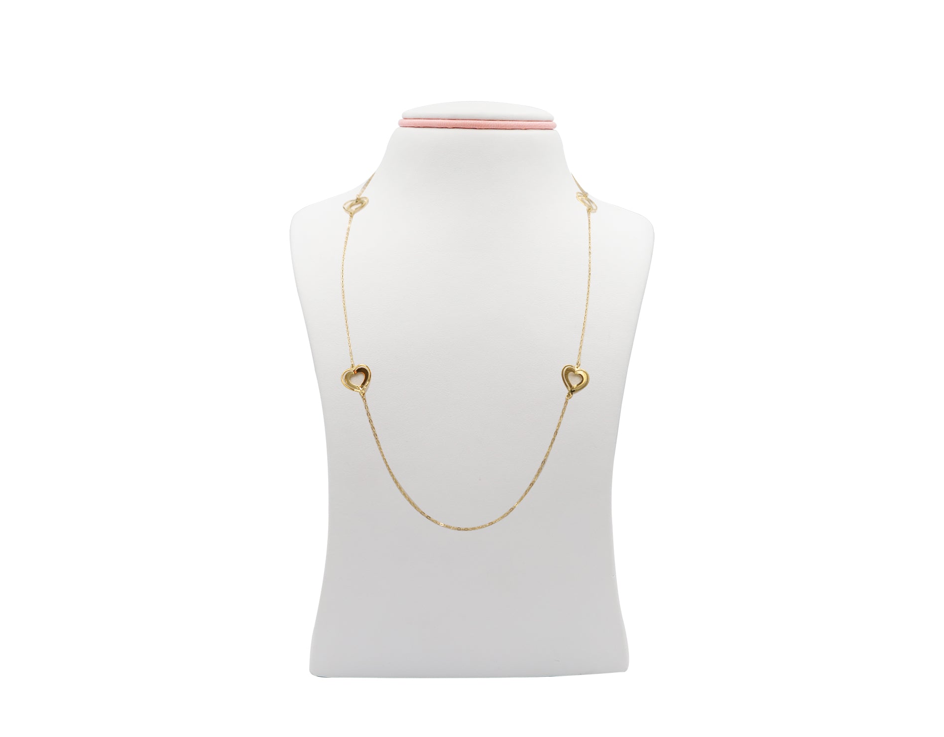 18k Gold Necklace with Heart Charms