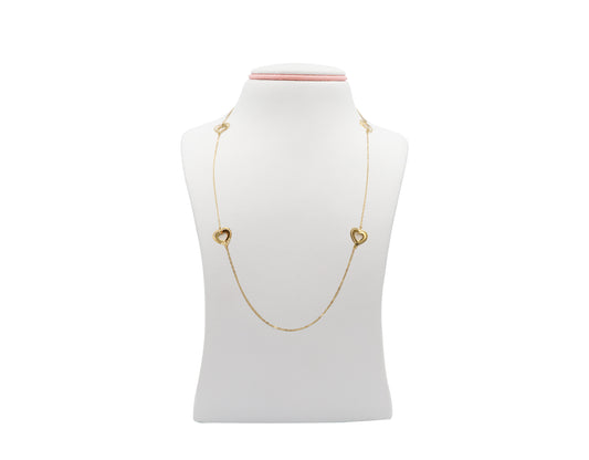 18k Gold Necklace with Heart Charms