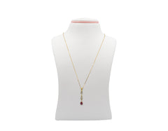 18K Gold Necklace With Ruby And Diamonds R06174