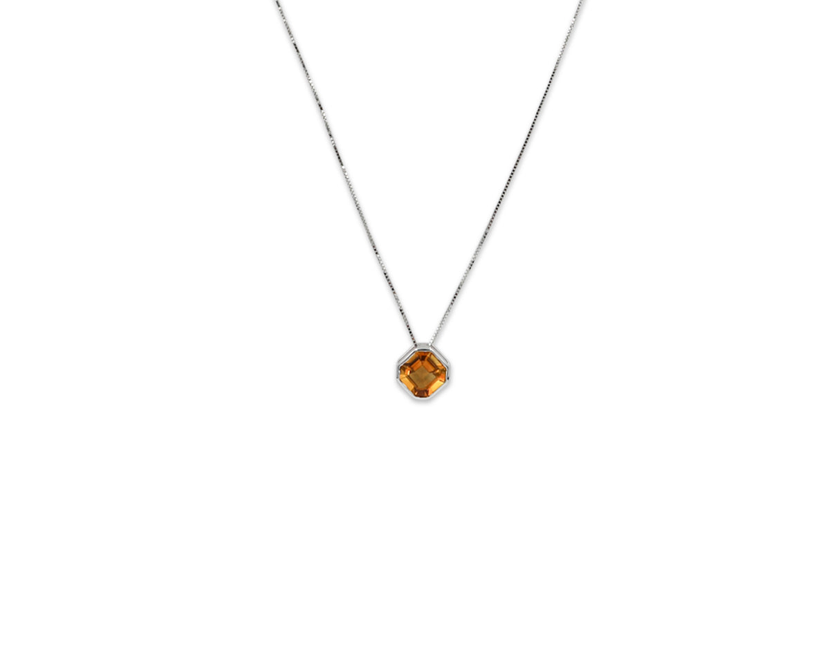 18K White Gold Necklace With Citrine Gemstone SP00527