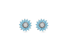 18k Gold Earring With Blue Topaz And Diamonds SP00579