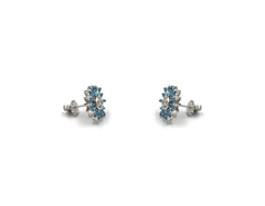 18k Gold Earring With Blue Topaz And Diamonds SP00579