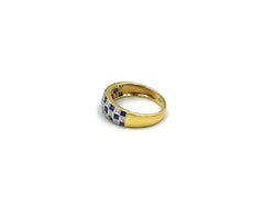 18K Gold Ring With Blue sapphire Gemstones And Diamonds SP00609