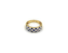 18K Gold Ring With Blue sapphire Gemstones And Diamonds SP00609