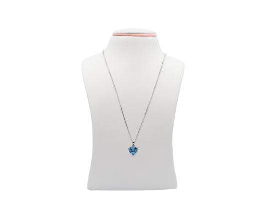 18K White Gold Necklace With Blue Topaz Gemstone And Diamonds SP00623